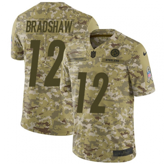 Youth Nike Pittsburgh Steelers #12 Terry Bradshaw Limited Camo 2018 Salute to Service NFL Jersey - Ujersey