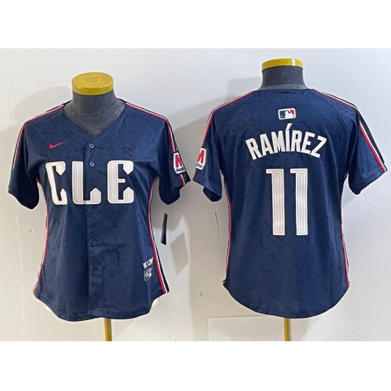 Women's Cleveland Guardians #11 Jose Ramirez Navy 2024 City Connect Limited Stitched Jersey - Ujersey