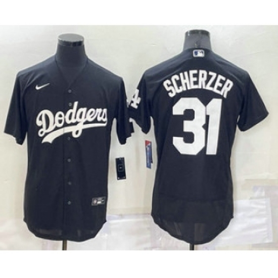 Men's Los Angeles Dodgers #31 Max Scherzer Black Turn Back The Clock Stitched Cool Base Jersey - Ujersey