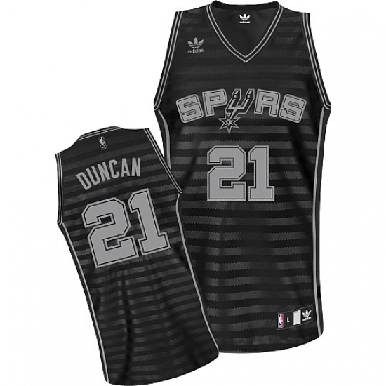 Men's Adidas San Antonio Spurs #21 Tim Duncan Swingman Black/Grey Groove NBA Jersey - Ujersey
