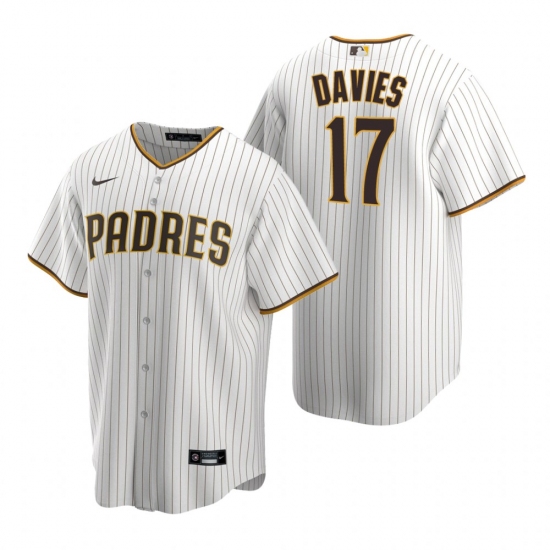 Men's Nike San Diego Padres #17 Zach Davies White Brown Home Stitched Baseball Jersey - Ujersey