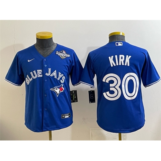 Youth Toronto Blue Jays #30 Alejandro Kirk Royal 2025 World Series Cool Base Stitched Baseball Jersey - Ujersey
