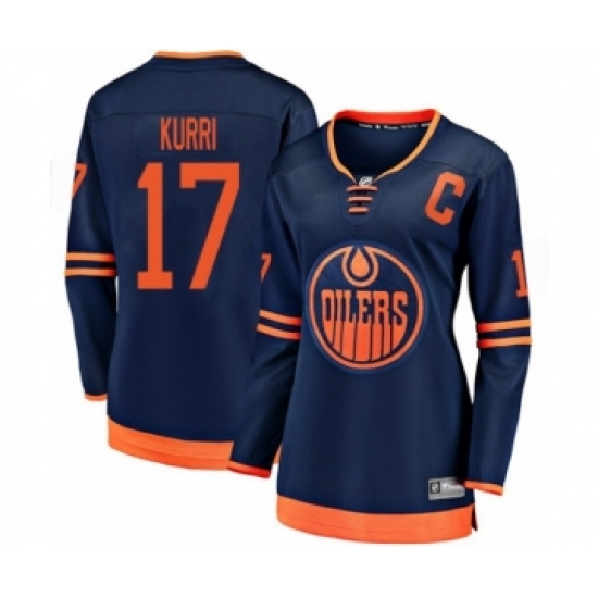 Women's Edmonton Oilers #17 Jari Kurri Authentic Navy Blue Alternate Fanatics Branded Breakaway Hockey Jersey - Ujersey