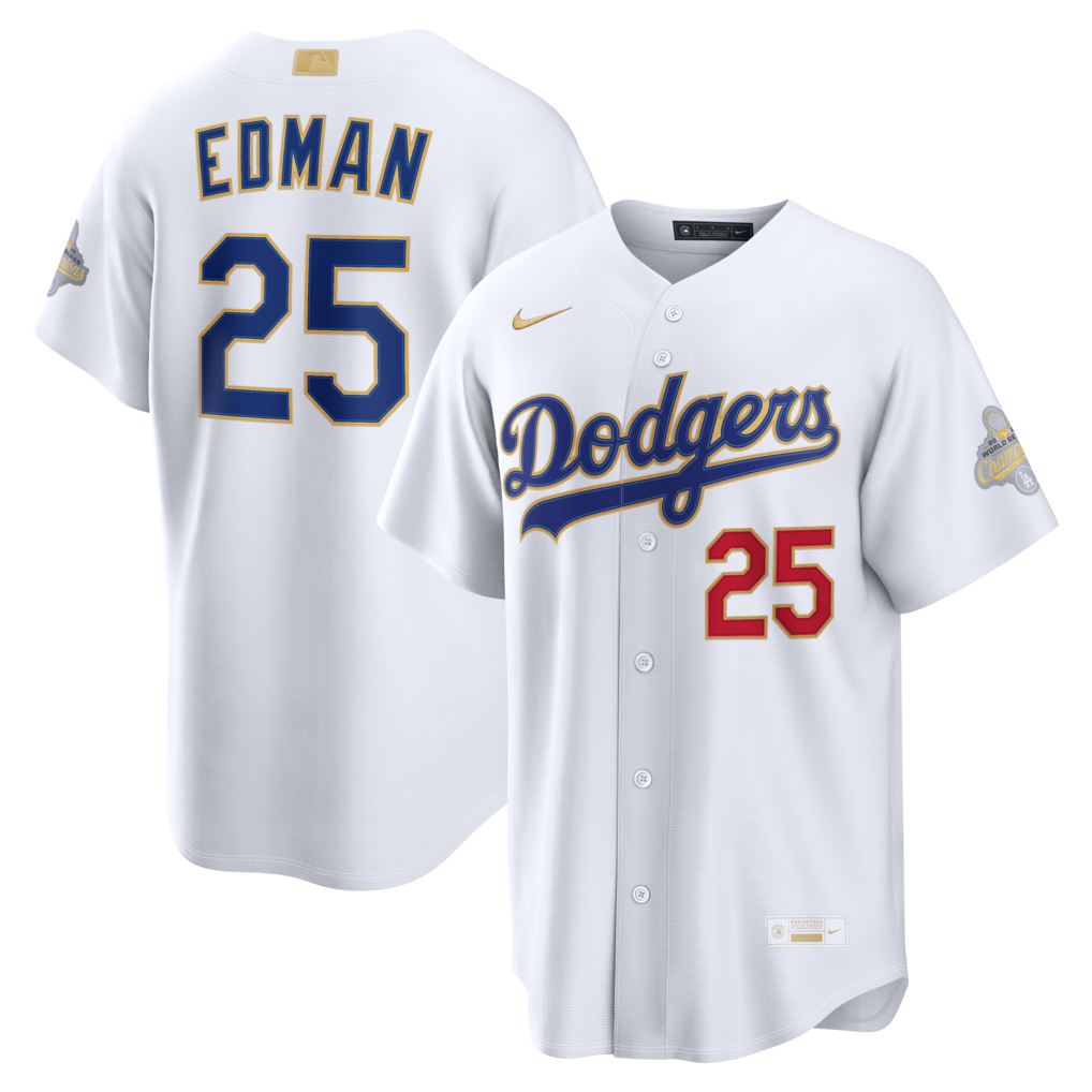 Men's Los Angeles Dodgers Tommy Edman Nike White 2026 Gold Collection Stadium Jersey - ujerseystore