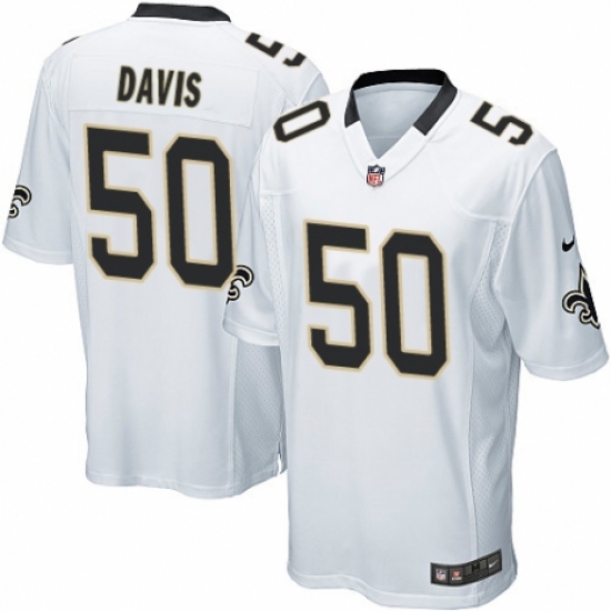 Men's Nike New Orleans Saints #50 DeMario Davis Game White NFL Jersey - Ujersey