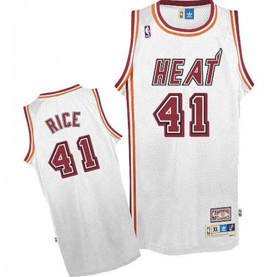 Men's Adidas Miami Heat #41 Glen Rice Authentic White Throwback NBA Jersey - Ujersey