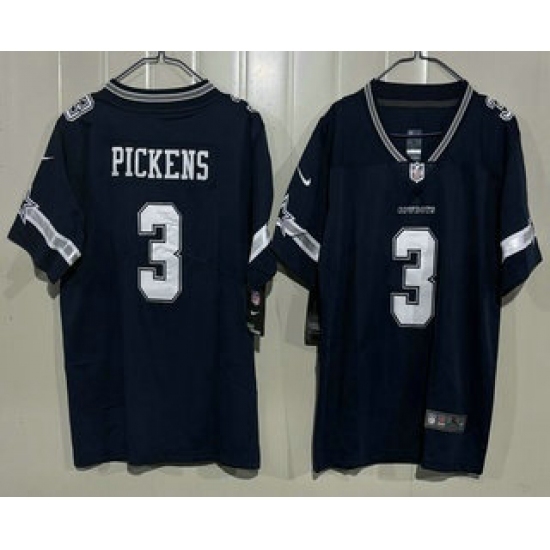 Women's Dallas Cowboys #3 George Pickens Limited Navy Vapor Jersey - Ujersey