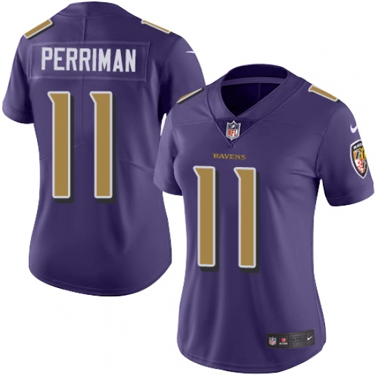 Women's Nike Baltimore Ravens #11 Breshad Perriman Limited Purple Rush Vapor Untouchable NFL Jersey - Ujersey