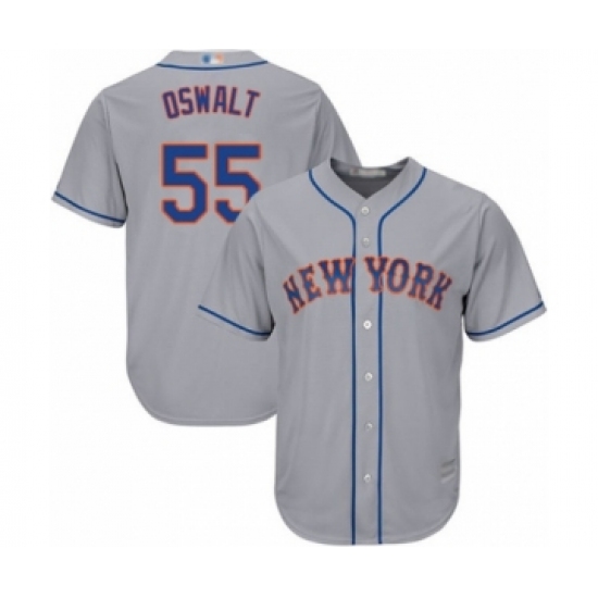 Youth New York Mets #55 Corey Oswalt Authentic Grey Road Cool Base Baseball Player Jersey - Ujersey