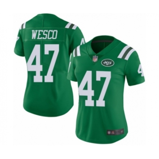 Women's New York Jets #47 Trevon Wesco Limited Green Rush Vapor Untouchable Football Jersey - Ujersey