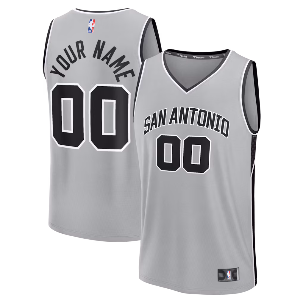 Youth San Antonio Spurs Fanatics Silver Fast Break Custom Jersey - Statement Edition