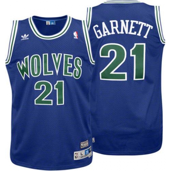 Men's Adidas Minnesota Timberwolves #21 Kevin Garnett Swingman Blue Throwback NBA Jersey - Ujersey