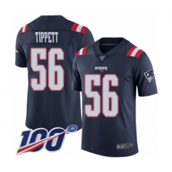 Men's New England Patriots #56 Andre Tippett Limited Navy Blue Rush Vapor Untouchable 100th Season Football Jersey - Ujersey