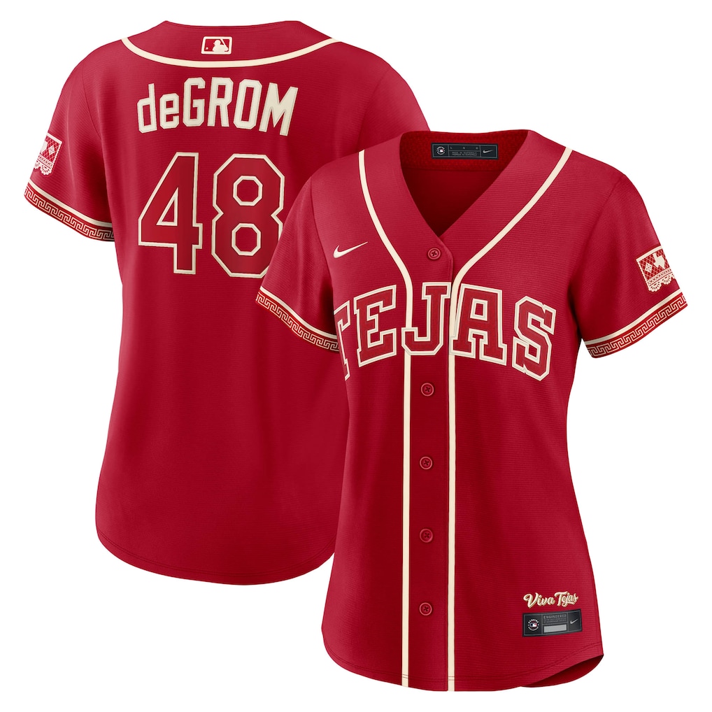 Women's Texas Rangers Jacob deGrom Nike Red 2026 City Connect Stadium Jersey - Ujersey
