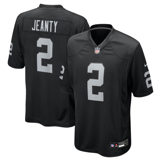 Men's Las Vegas Raiders #2 Ashton Jeanty Nike Black 2025 NFL Draft First Round Pick Game Jersey - Ujersey