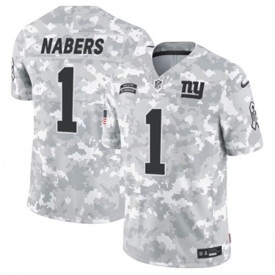 Youth New York Giants #1 Malik Nabers 2024 F U S E Arctic Camo Salute To Service Limited Stitched Football Jersey - Ujersey