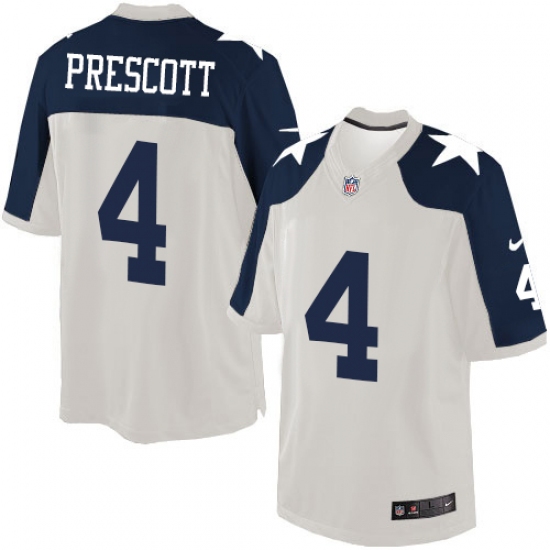 Men's Nike Dallas Cowboys #4 Dak Prescott Limited White Throwback Alternate NFL Jersey - Ujersey