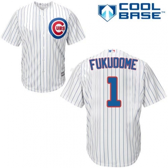 Men's Majestic Chicago Cubs #1 Kosuke Fukudome Replica White Home Cool Base MLB Jersey - Ujersey