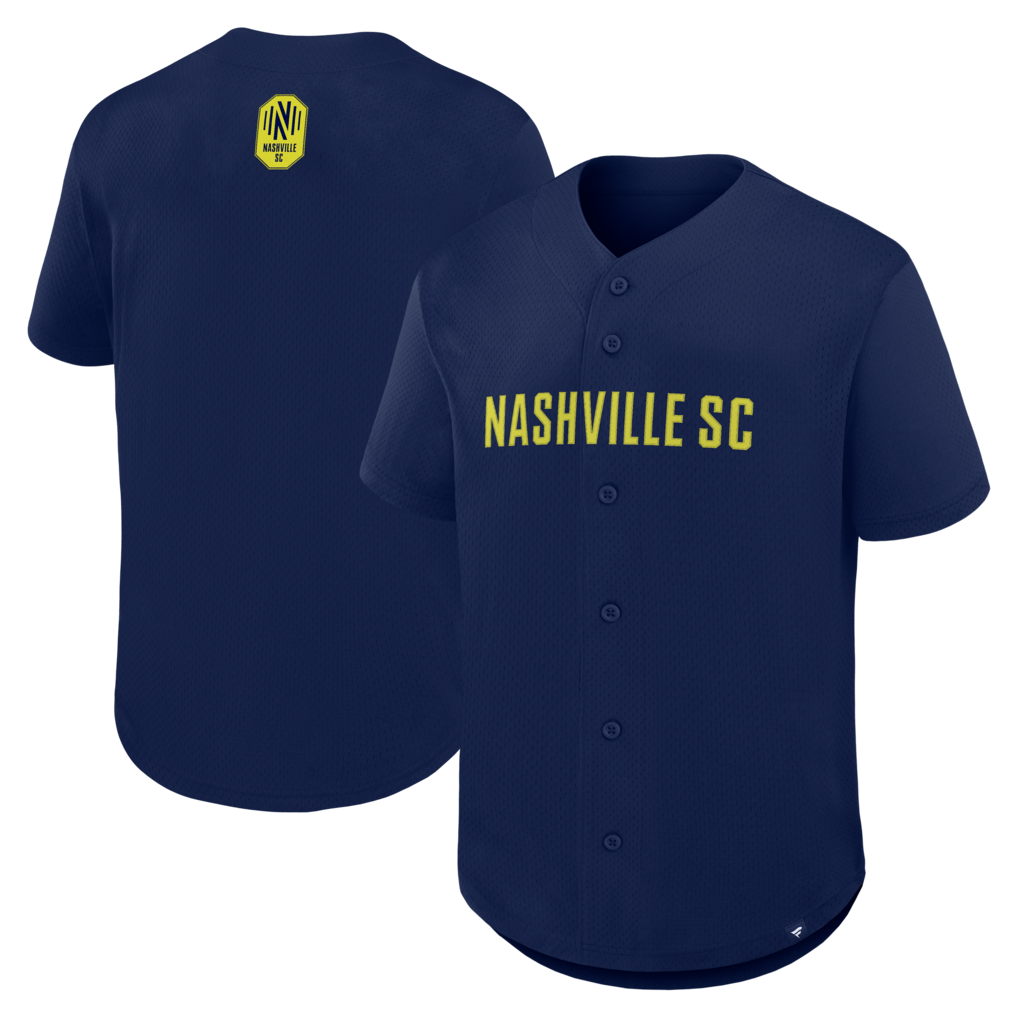 Men's Nashville SC Fanatics Navy Maximum Intensity Button-Up Jersey - Ujersey