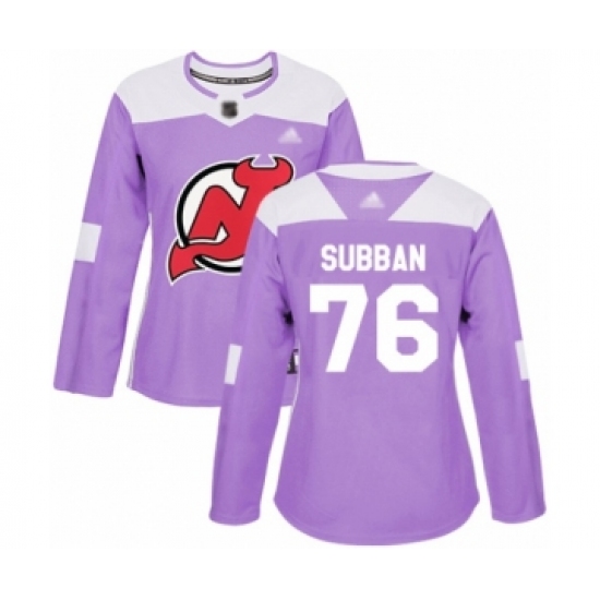Women's New Jersey Devils #76 P. K. Subban Authentic Purple Fights Cancer Practice Hockey Jersey - Ujersey