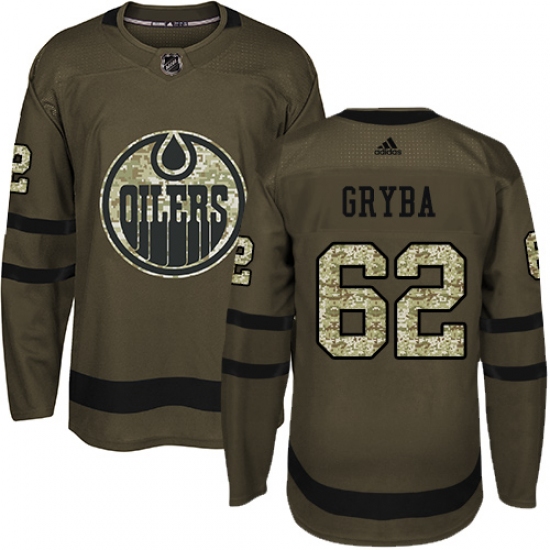 Men's Adidas Edmonton Oilers #62 Eric Gryba Authentic Green Salute to Service NHL Jersey - Ujersey