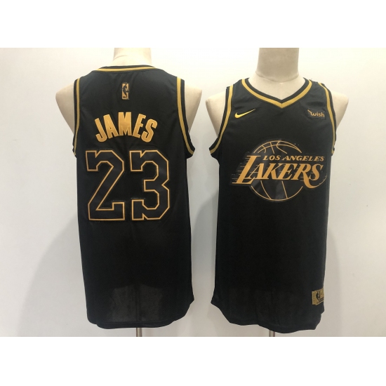 Men's Los Angeles Lakers #23 LeBron James Black Gold Swingman Basketball Jersey - Ujersey