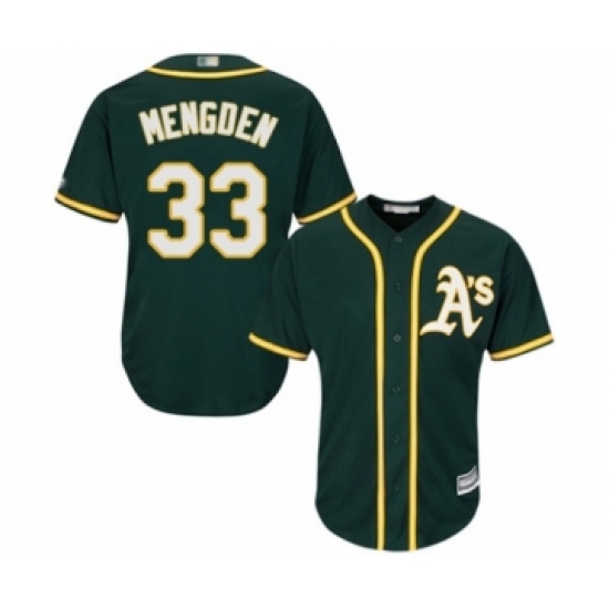 Youth Oakland Athletics #33 Daniel Mengden Authentic Green Alternate 1 Cool Base Baseball Player Jersey