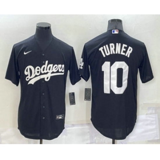 Men's Los Angeles Dodgers #10 Justin Turner Black Turn Back The Clock Stitched Cool Base Jersey - Ujersey