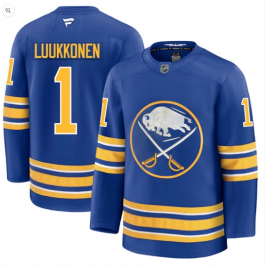 Men's Buffalo Sabres #1 Ukko-Pekka Luukkonen Blue Stitched Hockey Jersey - Ujersey
