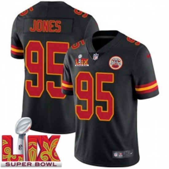 Youth Kansas City Chiefs Chris Jones #95 Black 2024 2025 Super Bowl LIX F U S E Stitched Jersey - Ujersey