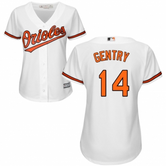 Women's Majestic Baltimore Orioles #14 Craig Gentry Replica White Home Cool Base MLB Jersey - Ujersey