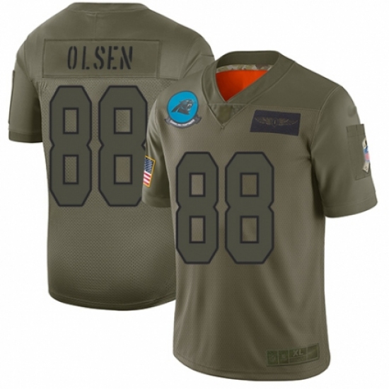Women's Carolina Panthers #88 Greg Olsen Limited Camo 2019 Salute to Service Football Jersey - Ujersey