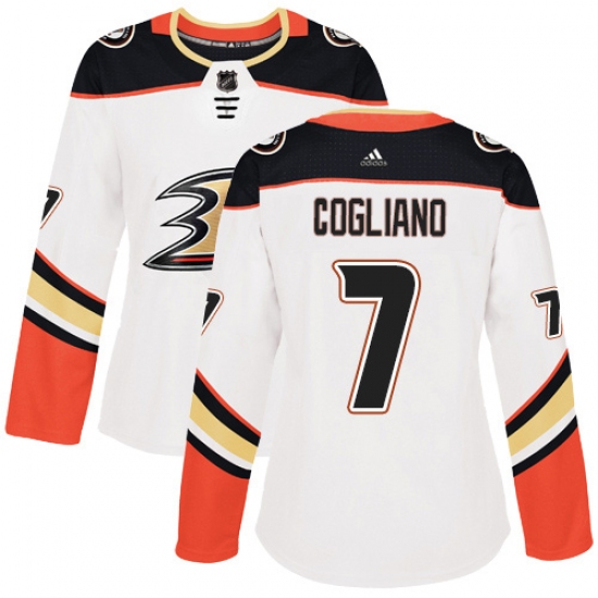Women's Adidas Anaheim Ducks #7 Andrew Cogliano Authentic White Away NHL Jersey - Ujersey