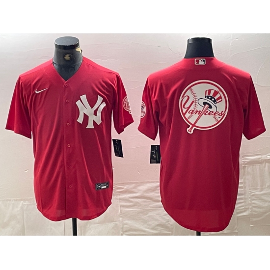 Men's New York Yankees Blank Red Cool Base Stitched Baseball Jersey - Ujersey