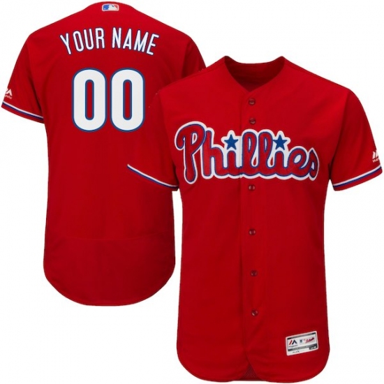Men's Philadelphia Phillies Majestic Alternate Scarlet Flex Base Authentic Collection Custom Jersey - Ujersey