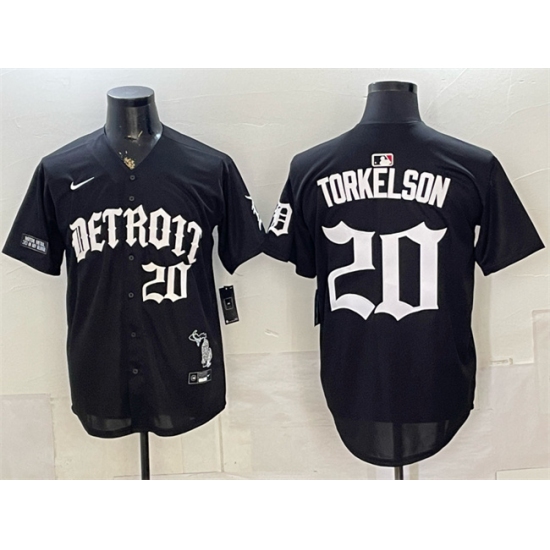 Men's Detroit Tigers #20 Spencer Torkelson 2026 Black 'Motor Gothic Edition' Vapor Premier Limited Stitched Baseball Jersey - Ujersey