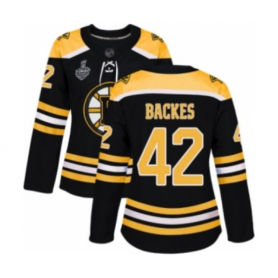 Women's Boston Bruins #42 David Backes Authentic Black Home 2019 Stanley Cup Final Bound Hockey Jersey - Ujersey