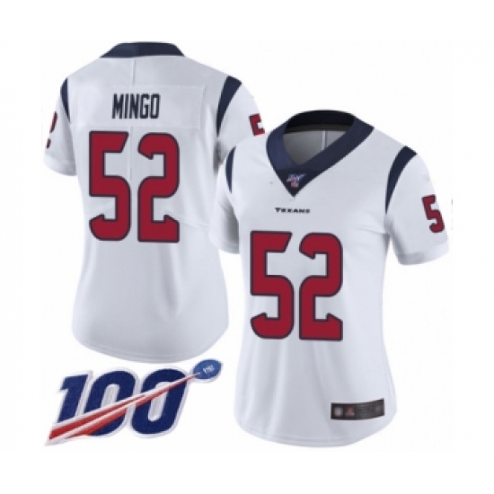 Women's Houston Texans #52 Barkevious Mingo White Vapor Untouchable Limited Player 100th Season Football Jersey - Ujersey