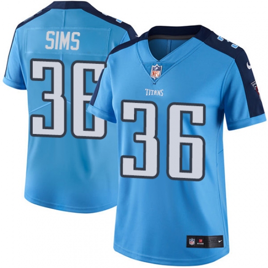 Women's Nike Tennessee Titans #36 LeShaun Sims Light Blue Team Color Vapor Untouchable Elite Player NFL Jersey - Ujersey