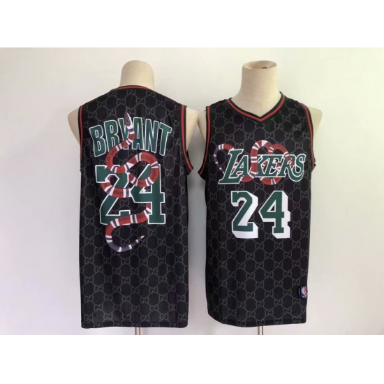Men's Lakers #24 Kobe Bryant Black Mamba Snake Fashion Hardwood Classics Swingman Jersey