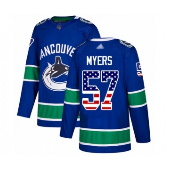 Youth Vancouver Canucks #57 Tyler Myers Authentic Blue USA Flag Fashion Hockey Jersey - Ujersey