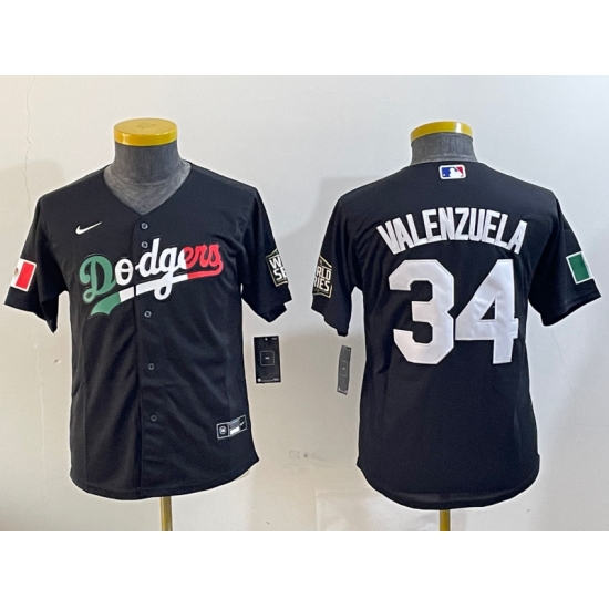 Youth Los Angeles Dodgers #34 Fernando Valenzuela Black Mexico 2020 World Series Cool Base Nike Jersey - Ujersey