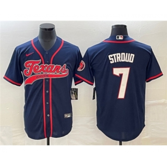 Men's Houston Texans #7 CJ Stroud Navy Cool Base Stitched Baseball Jersey - ujerseystore