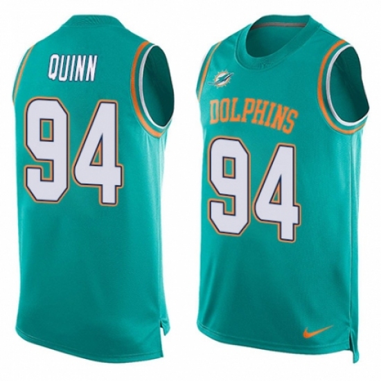 Men's Nike Miami Dolphins #94 Robert Quinn Limited Aqua Green Player Name & Number Tank Top NFL Jersey - Ujersey
