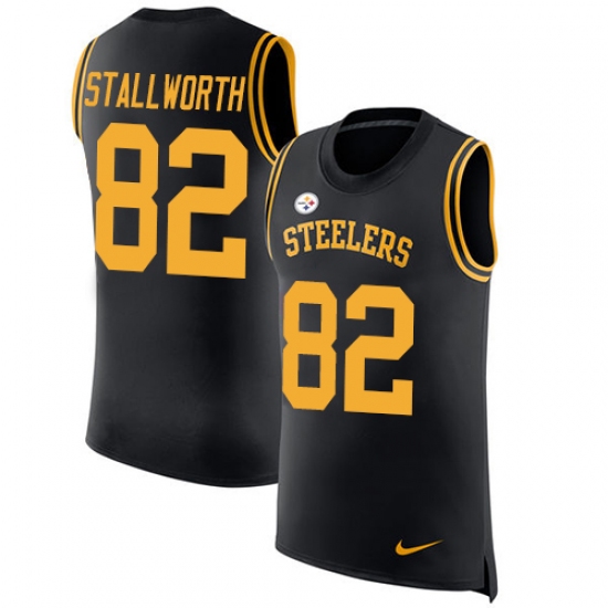 Men's Nike Pittsburgh Steelers #82 John Stallworth Limited Black Rush Player Name & Number Tank Top NFL Jersey - Ujersey