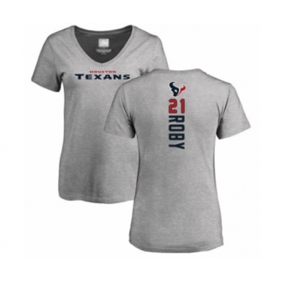 Football Women's Houston Texans #21 Bradley Roby Ash Backer T-Shirt - Ujersey