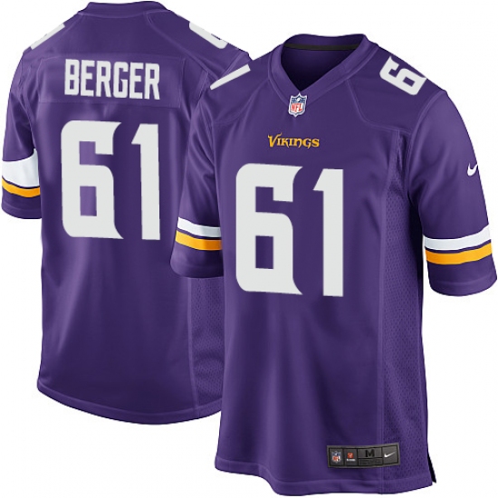 Men's Nike Minnesota Vikings #61 Joe Berger Game Purple Team Color NFL Jersey - Ujersey