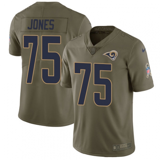 Men's Nike Los Angeles Rams #75 Deacon Jones Limited Olive 2017 Salute to Service NFL Jersey - Ujersey