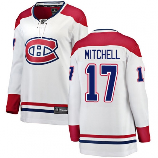 Women's Montreal Canadiens #17 Torrey Mitchell Authentic White Away Fanatics Branded Breakaway NHL Jersey - Ujersey