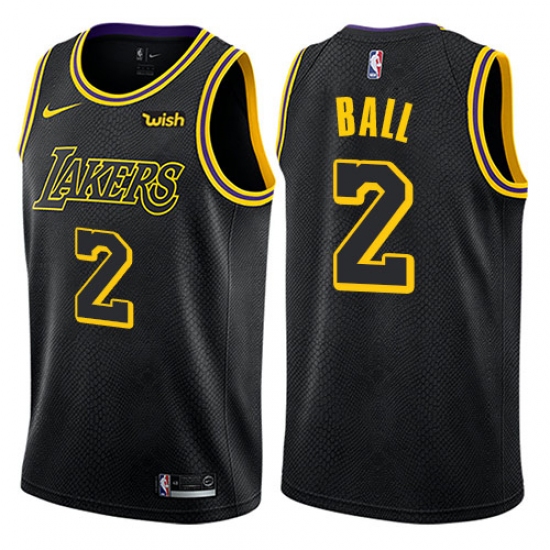 Women's Nike Los Angeles Lakers #2 Lonzo Ball Swingman Black NBA Jersey - City Edition - Ujersey